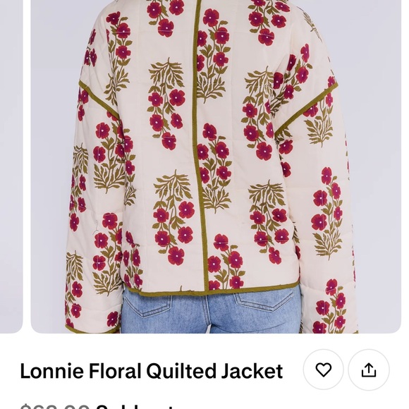 Entro Floral Quilted Puffer Jacket - Cream and Pink - Picture 3 of 9